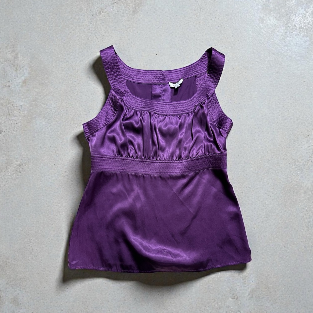 Vintage Cache Rich Purple Satin Top size Medium EUC